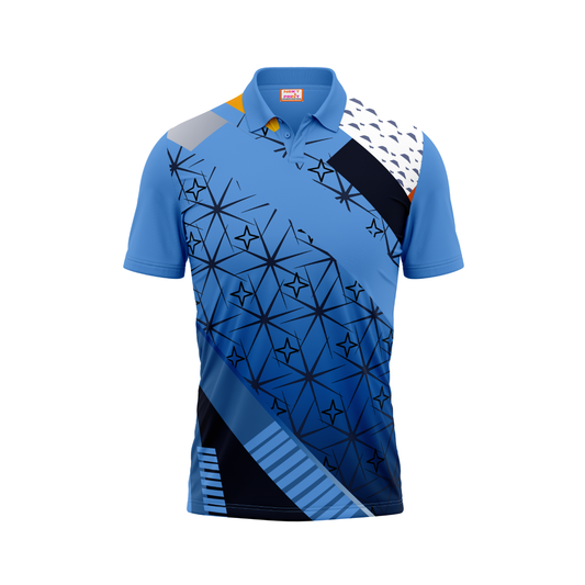 Polo Neck Printed Jersey Sky Blue NP50000557