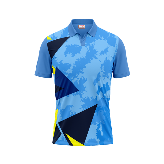 Polo Neck Printed Jersey Sky Blue NP5000058