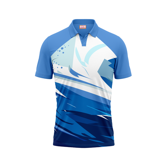 Polo Neck Printed Jersey Sky Blue NP5000072