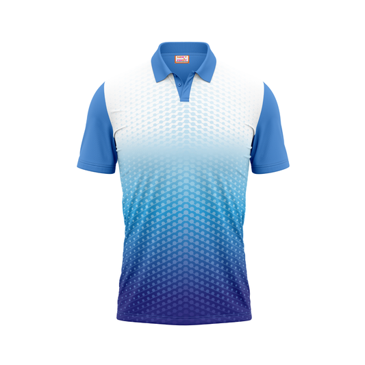 Polo Neck Printed Jersey Sky Blue NPP1