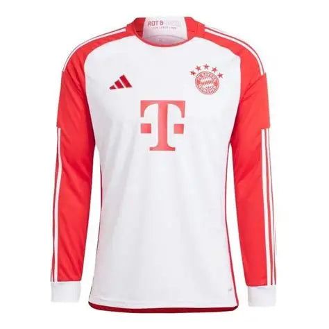 NextPrint Custom White Red Long Sleeve Soccer Jersey with Name Number – Munich Style Sports Wear India