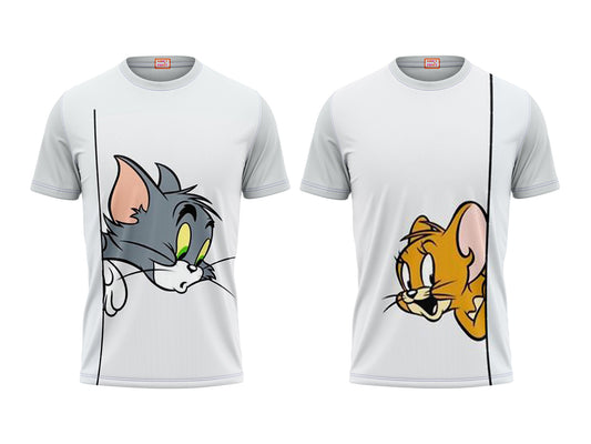 Tom and Jerry Couple Printed Tshirts - Pack of 2 Design 7