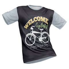 Polyester Half Sleeve T-Shirt with Round Collar and All Over Digital Print.