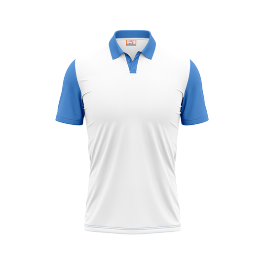 Plain Polo neck White Skyblue Tshirt
