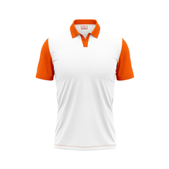 Plain Polo neck White Orange Tshirt