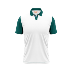 Plain Polo neck White Green Tshirt