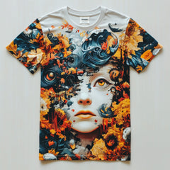 Next Print Abstract Floral T Shirt with Female Face