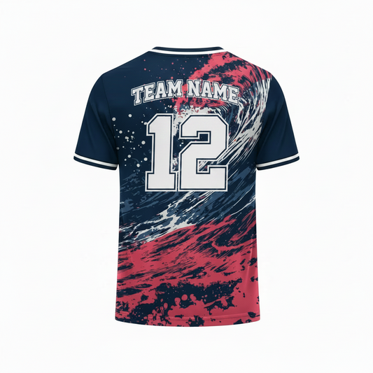 Creative sports jersey with wave-inspired sublimation artwork