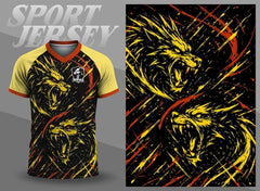 Next Print Aggressive Wolf Sport Jersey with Dynamic Yellow and Red Accents