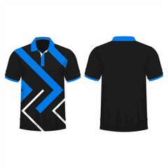 All Over Customized T-shirt Polo collar blue and black NP0000S522 - Next Print