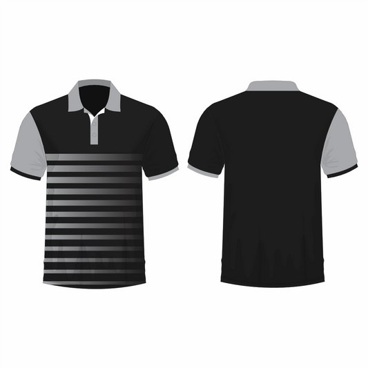 All Over Customized T-shirt Polo collar grey and black NP0000S515 - Next Print