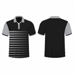 All Over Customized T-shirt Polo collar grey and black NP0000S515 - Next Print