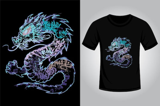 Next Print anime inspired dragon tshirt design