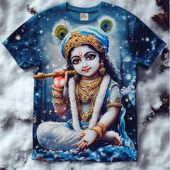 Next Print arafed picture of a t shirt with a picture of a hindu god krishna.
