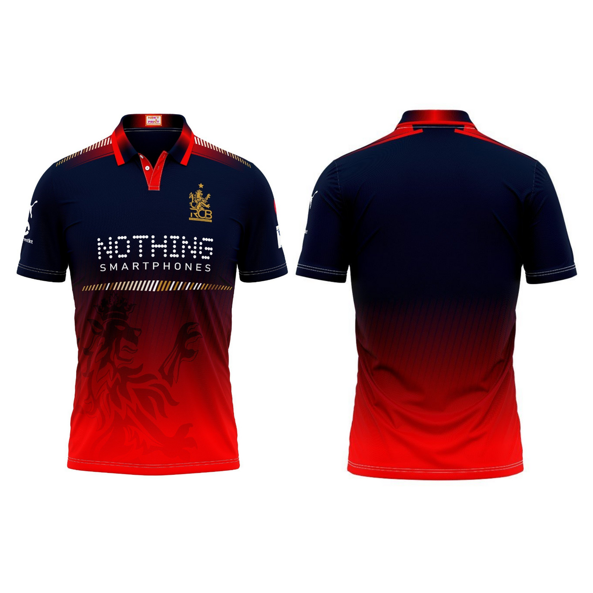 Custom cricket jersey back view with player name and number