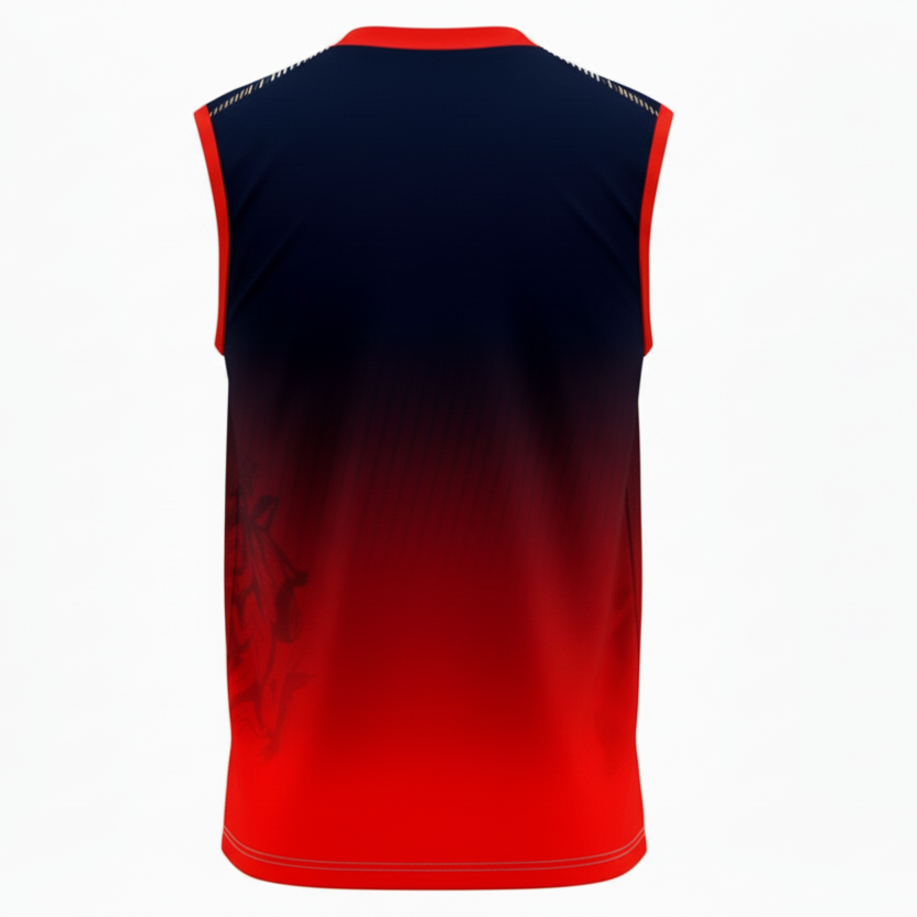 Custom sleeveless cricket jersey back view