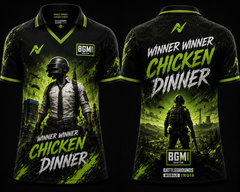 Neon Green BGMI Gaming Jersey with V Neck Polo Collar Front and Back Custom Esports Team Jersey by NextPrint