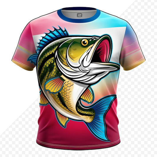 Next Print Big bass fish cartoon t shirt Big bass fish jersey.