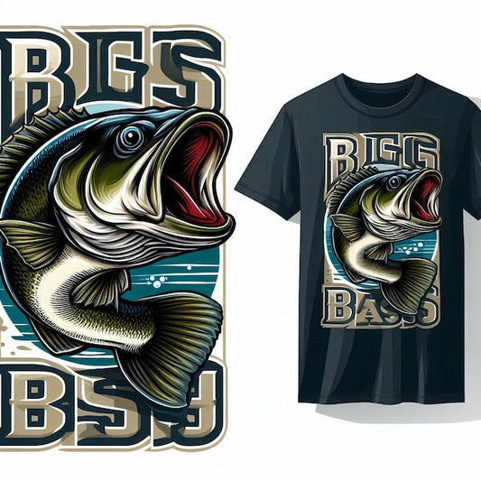Next Print Big Bass fish cartoon for tshirt Big bass fish tshirt.