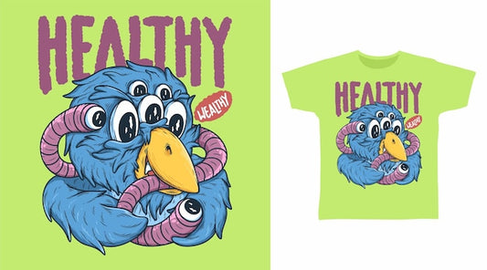 Next Print Bird Monster with Worm Illustration Pop Art Tshirt Designs