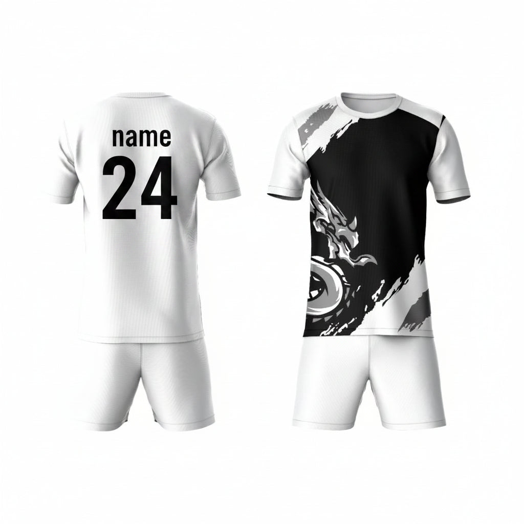 Black dragon strike sports jersey set for men back view
