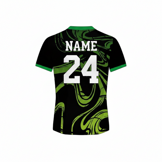 Black green gaming jersey back side with custom gamer name