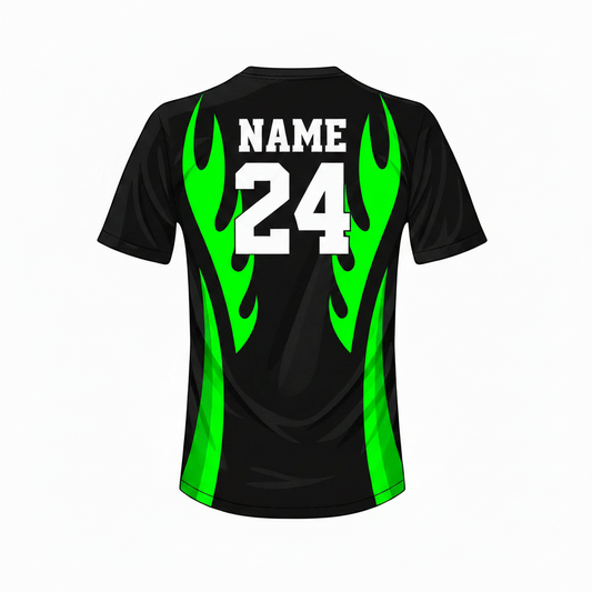 Black green gaming jersey back side with custom gamer name