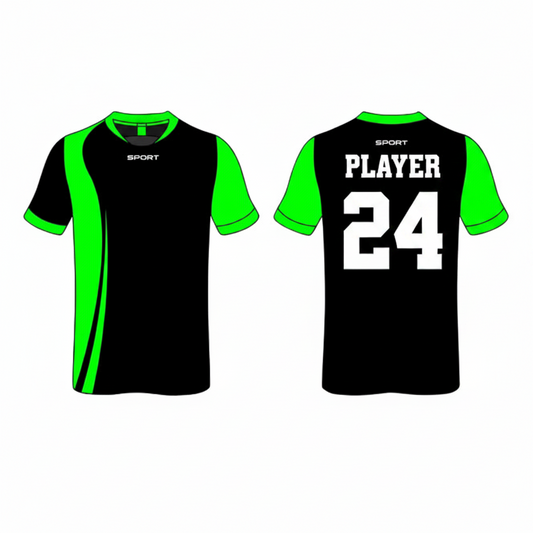 Black neon green gaming jersey back side with custom gamer name