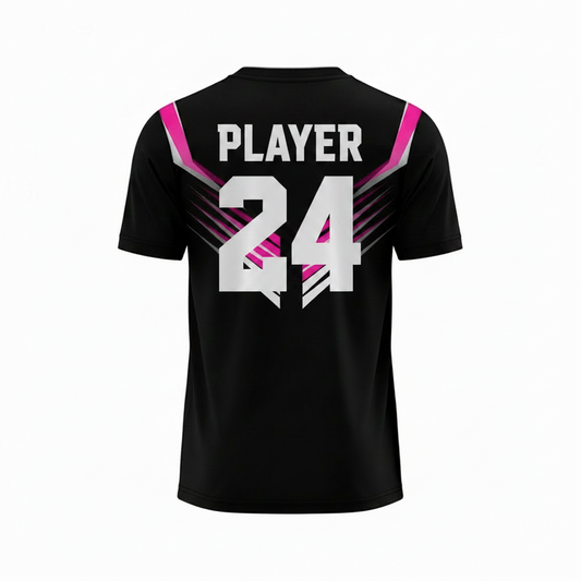 Black pink white gaming jersey back side with custom gamer name