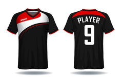 a black and red jersey with the number 9 on it