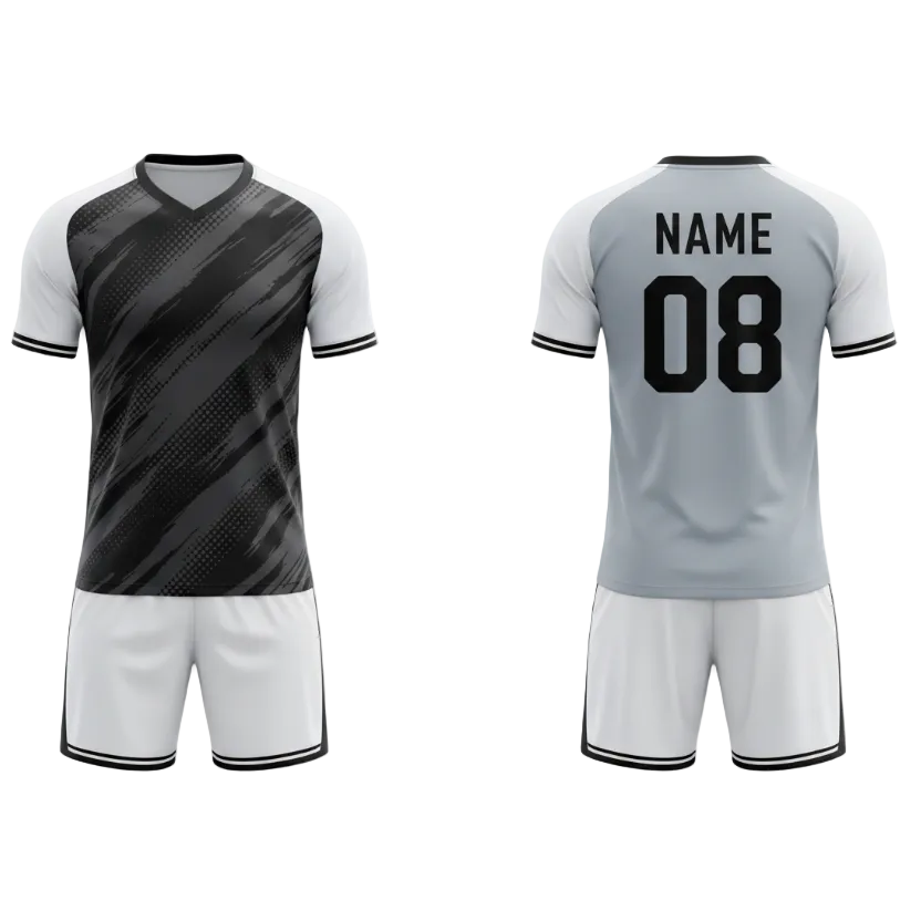Black shadow stripe sports jersey set for men back view