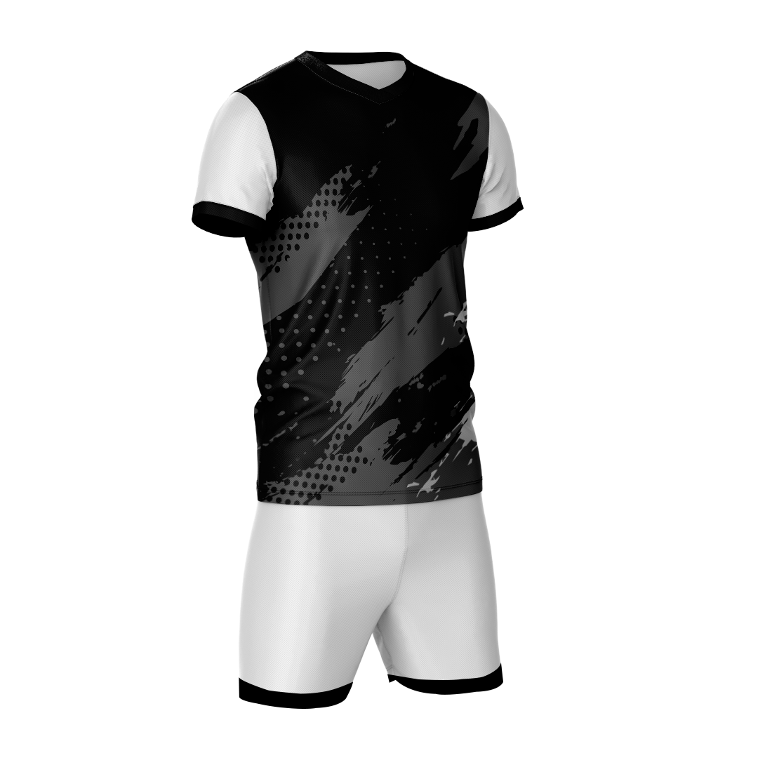 Premium black shadow stripe sports jersey side angle sportswear view