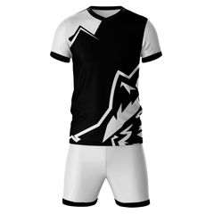 Black sports jersey with white shorts front view for men