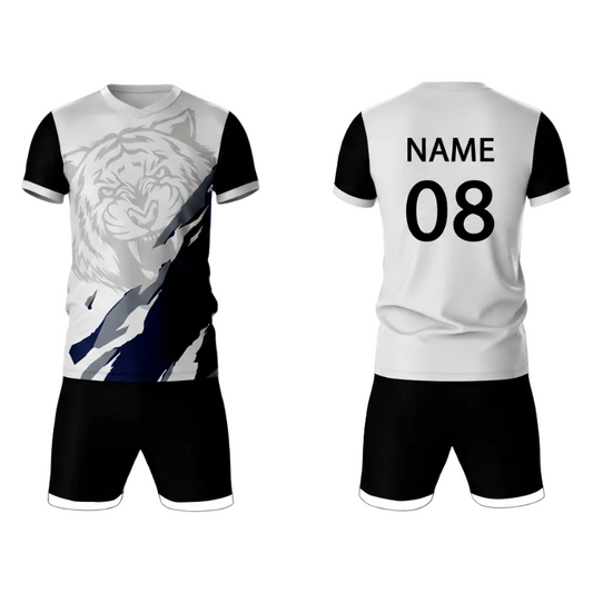 Black tiger strike sports jersey set for men back view