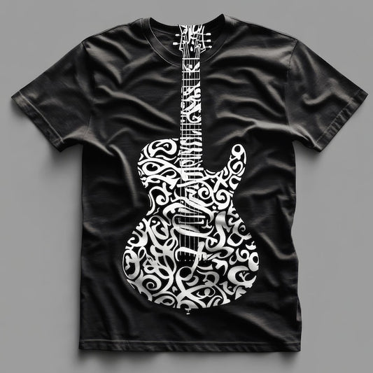 Next Print stylized guitar t shirt .