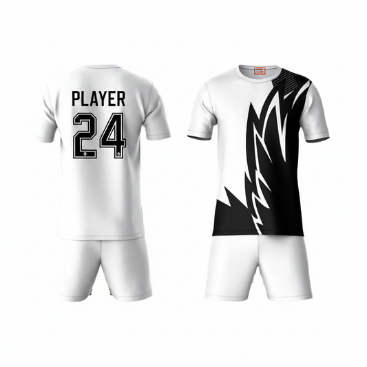 Black white geometric print activewear t-shirt with white shorts back view