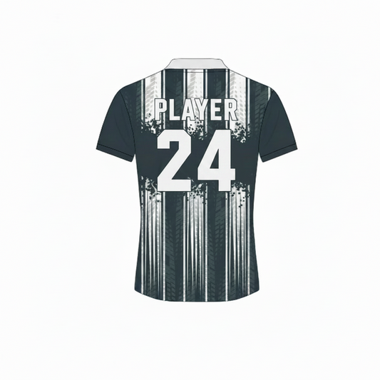 Black white gaming jersey back side with custom gamer name