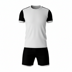 Black white pattern sports jersey with black shorts front view