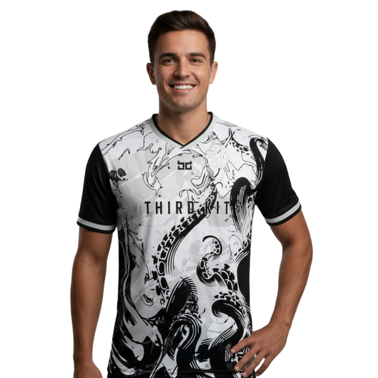 Next Print Black and White Soccer Jersey with Octopus Tentacle Design