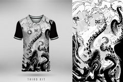 Next Print Black and White Soccer Jersey with Octopus Tentacle Design