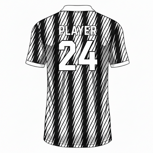 Black white gaming jersey back side with custom gamer name