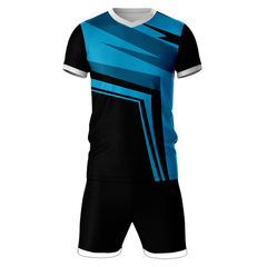 Blue black sports jersey with shorts front view for men