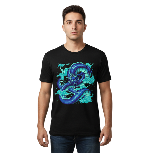 Next Print blue dragon t shirt design vector