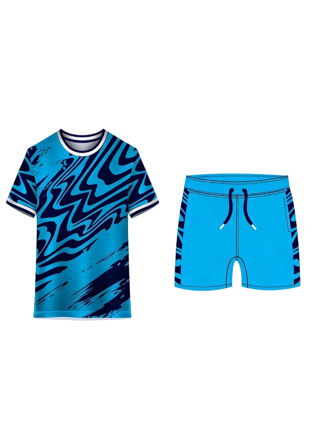 “Blue patterned sports jersey and shorts set for men custom team uniform breathable athletic wear India NextPrint”