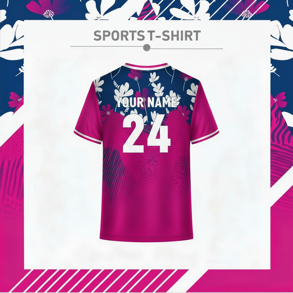 Blue and pink breathable gym and training sports jersey