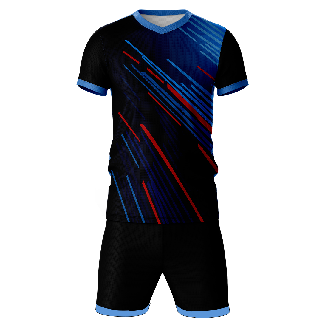 Blue velocity strike sports jersey set for men front view