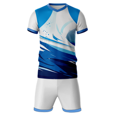 Blue wave fusion sports jersey set for men front view