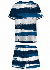 Next print Blue & White Striped Sports Jersey with Shorts – Custom Name & Number Football Kit | Breathable Team Uniform | India
