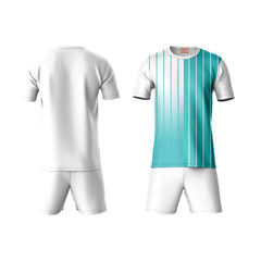 Men blue white vertical stripe sportswear co-ord set side angle view