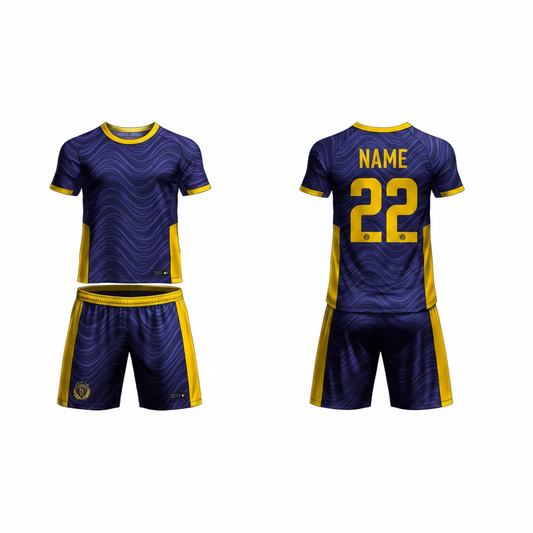 Next print Personalized Blue Yellow Sports Jersey Set With Shorts – Cricket / Football Kit India